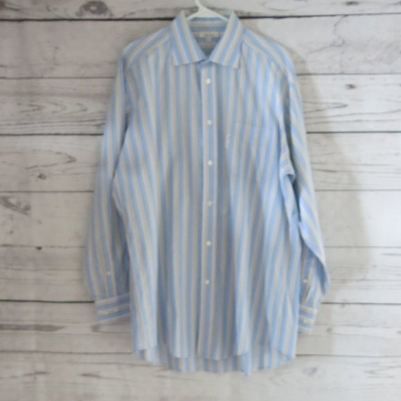 Faconnable Multi Color Stripe Button Down Long Sleeve Shirt - Size 6/17L - Picture 3 of 6